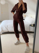 Load image into Gallery viewer, Fashion Casual V-Neck Zipper Loose Jumpsuit
