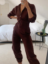 Load image into Gallery viewer, Fashion Casual V-Neck Zipper Loose Jumpsuit
