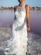 Load image into Gallery viewer, Fashion Elegant Lace Fringed Maxi Evening Dress
