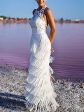 Load image into Gallery viewer, Fashion Elegant Lace Fringed Maxi Evening Dress
