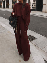 Load image into Gallery viewer, Solid Color Round Neck Long Sleeve Casual Loose Two-piece Suit
