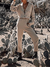 Load image into Gallery viewer, Fashion V-neck Long-sleeved Shirt Casual Loose Two-piece Suit
