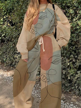 Load image into Gallery viewer, Ladies Casual Trendy Portrait Print Casual Pants Sweatshirt Suit
