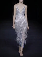 Load image into Gallery viewer, Fashion Sexy Suspender Tassel Elegant Evening Dress
