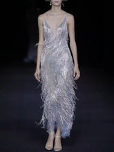 Load image into Gallery viewer, Fashion Sexy Suspender Tassel Elegant Evening Dress
