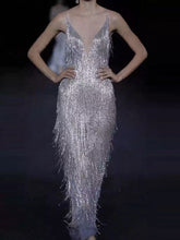 Load image into Gallery viewer, Fashion Sexy Suspender Tassel Elegant Evening Dress
