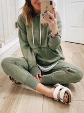 Load image into Gallery viewer, Hooded Long Sleeve Casual Sweatshirt Solid Color Two-piece Suit
