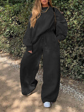 Load image into Gallery viewer, Casual Loose Sweatshirt Drawstring Wide Leg Pant Two Peice Suit
