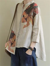 Load image into Gallery viewer, Fresh Literary Print Loose Women'S Round Neck Shirt
