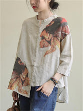 Load image into Gallery viewer, Fresh Literary Print Loose Women'S Round Neck Shirt
