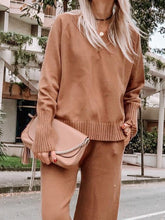 Load image into Gallery viewer, Women'S Fashion Solid Color V-Neck Knitted Two-Piece Suit
