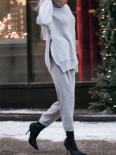 Load image into Gallery viewer, Simple Slit High Neck Women'S Knitted Two-Piece Suit

