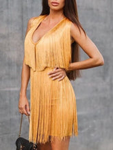 Load image into Gallery viewer, Fashion Sexy V-Neck Sleeveless Fringe Dress
