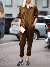 Load image into Gallery viewer, Fashion Lapel High Waist Casual Loose Solid Color Jumpsuit
