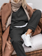 Load image into Gallery viewer, Solid Color Round Neck Casual Sweatshirt Two-piece Suit
