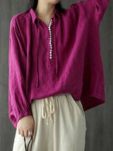 Load image into Gallery viewer, Retro Romantic Lace-Up Women'S Long-Sleeved Shirt
