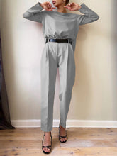 Load image into Gallery viewer, Split Hem Metal Buttons Pants Suit
