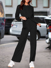 Load image into Gallery viewer, Solid Color Round Neck Wide-leg Belted Jumpsuit
