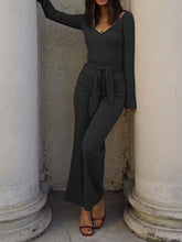 Load image into Gallery viewer, Fashion Sexy V-neck Loose Casual Belted Jumpsuit
