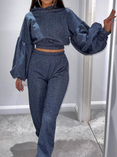 Load image into Gallery viewer, Hooded Lantern Sleeve Loose Casual Two-piece Suit
