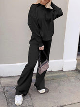 Load image into Gallery viewer, High Neck Pit Strip Knitted Sweater Loose Two-piece Suit
