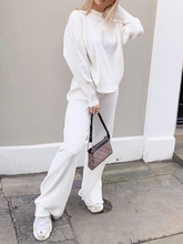 Load image into Gallery viewer, High Neck Pit Strip Knitted Sweater Loose Two-piece Suit
