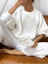 Load image into Gallery viewer, Pure Color Casual Round Neck Knitted Two-Piece Suit
