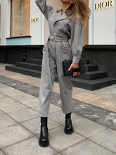 Load image into Gallery viewer, Lapel Long Sleeve Pockets Jumpsuit

