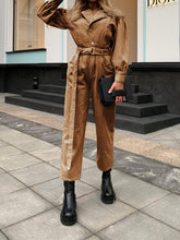 Load image into Gallery viewer, Lapel Long Sleeve Pockets Jumpsuit
