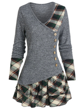 Load image into Gallery viewer, V-Neck Plaid Stitching Long Sleeve Women'S Dress
