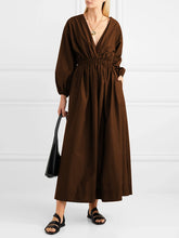 Load image into Gallery viewer, Sexy V-neck High Waist Elegant Solid Color Casual Dress
