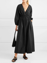 Load image into Gallery viewer, Sexy V-neck High Waist Elegant Solid Color Casual Dress
