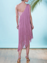 Load image into Gallery viewer, Fashion Sexy Suspender Fringed Irregular Midi Dress
