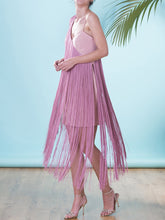 Load image into Gallery viewer, Fashion Sexy Suspender Fringed Irregular Midi Dress
