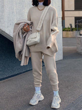 Load image into Gallery viewer, Fashion Casual Knitted Turtleneck Solid Color Two-Piece Suit
