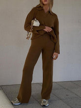 Load image into Gallery viewer, Fashion Casual Knitted Long Sleeve Lapel Loose Two-Piece Suit
