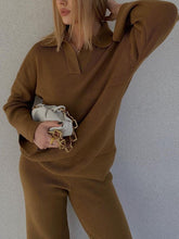 Load image into Gallery viewer, Fashion Casual Knitted Long Sleeve Lapel Loose Two-Piece Suit

