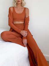 Load image into Gallery viewer, Fashion Solid Color Casual Knitted Vest Cardigan Three-piece Suit

