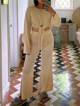 Load image into Gallery viewer, Fashion Irregular Hem Solid Color Loose Knit Two-piece Suit
