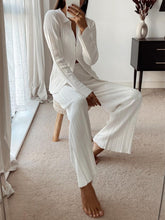 Load image into Gallery viewer, Fashion Button Cardigan Solid Color Knitted Casual Two-piece Suit
