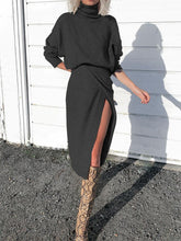 Load image into Gallery viewer, Fashion Turtleneck Hem Slit Knit Casual Dress
