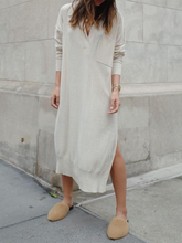 Load image into Gallery viewer, Fashion Solid Color V-neck Loose Knit Casual Dress
