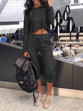 Load image into Gallery viewer, Hooded Drawstring Loose Top Casual Two-piece Suit

