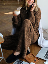 Load image into Gallery viewer, Turtleneck Sweater Loose Wide Leg Pants Two-Piece Suit

