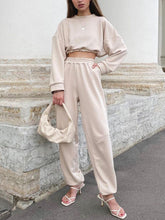 Load image into Gallery viewer, Short Top Elastic Band Pants Two-Piece Suit
