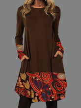 Load image into Gallery viewer, Stitching Printed Round Neck Dress
