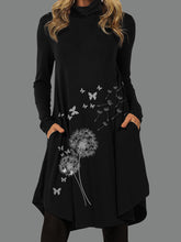 Load image into Gallery viewer, Half-Height Collar Dandelion Print Dress
