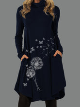 Load image into Gallery viewer, Half-Height Collar Dandelion Print Dress
