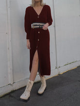 Load image into Gallery viewer, Fashion Sexy V-neck Long Sleeve Knitted Warm Casual Dress
