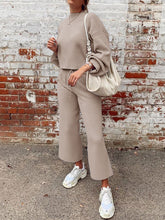 Load image into Gallery viewer, Pure Color Knitted Long-Sleeved Round Neck Casual Two-Piece Suit
